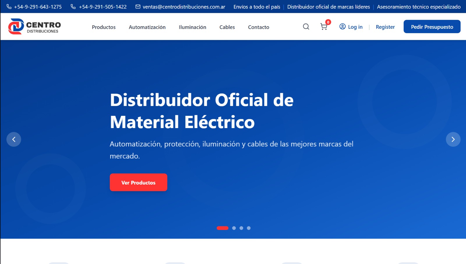 Centro Distribuciones website - Landing page