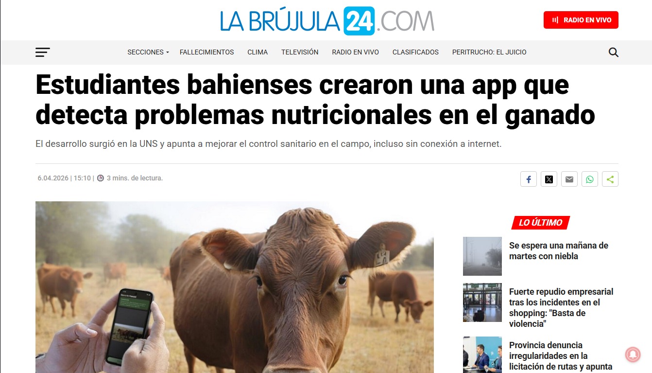La Brujula 24's (News site) article